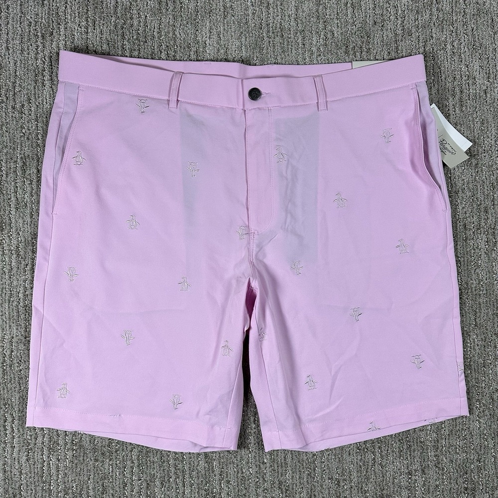 Penguin Shorts Mens 38 Pink AOP‎ Golf Stretch Moisture Wicking Performance
